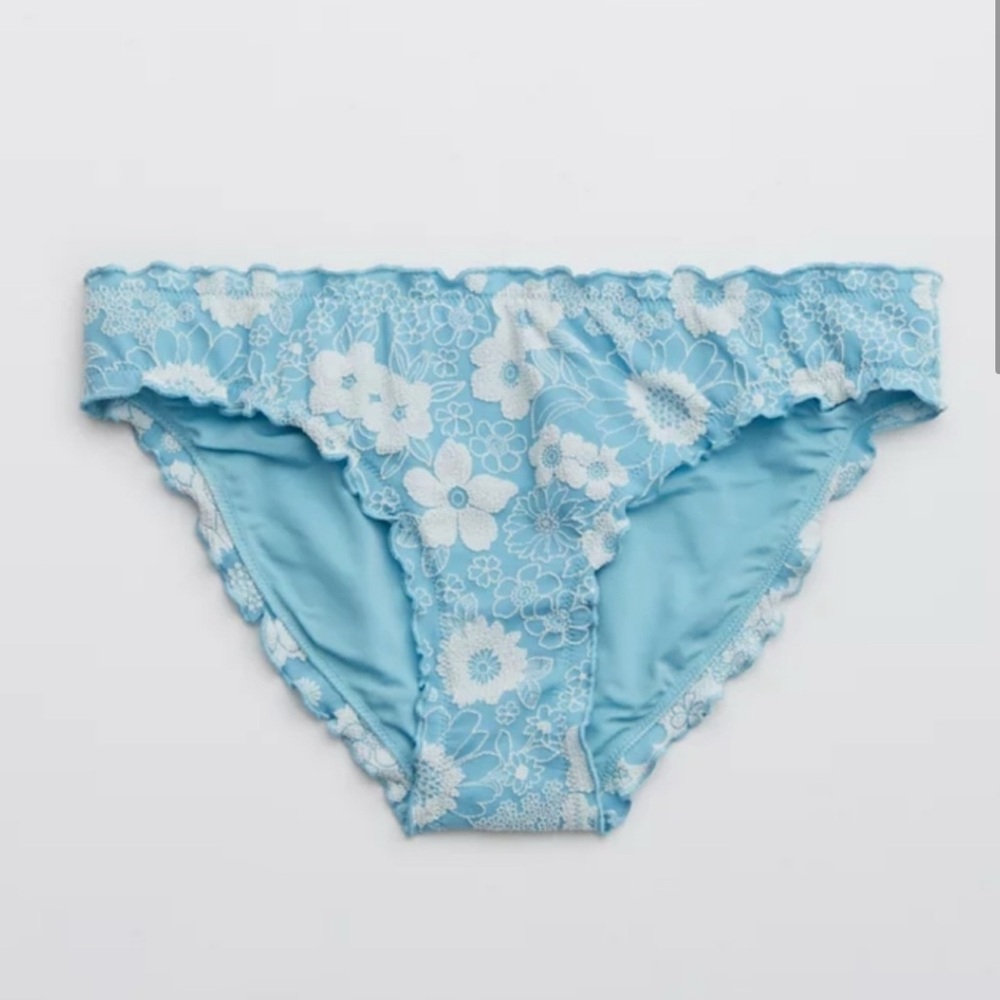 New - Aerie Jacquard Floral Bikini Bottoms